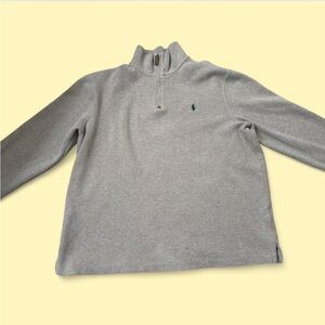 RALPH LAUREN LIGHT BROWN QUARTER ZIP SWEATER.